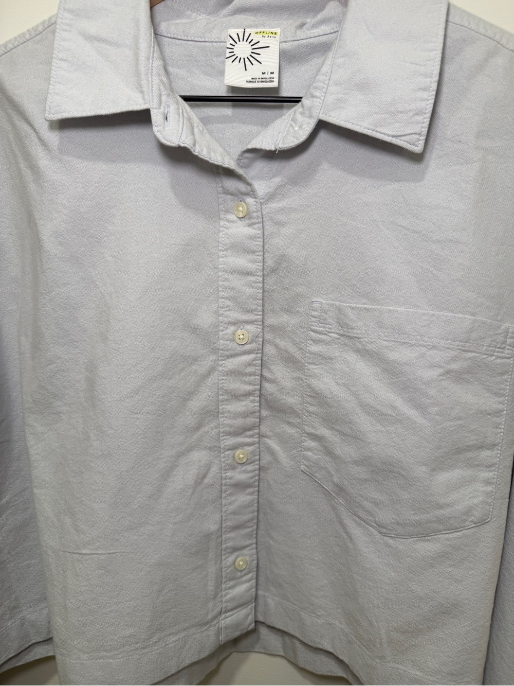 OFFLINE by Aerie Cropped Button-Up Shirt in Light Blue - Picture 5 of 5